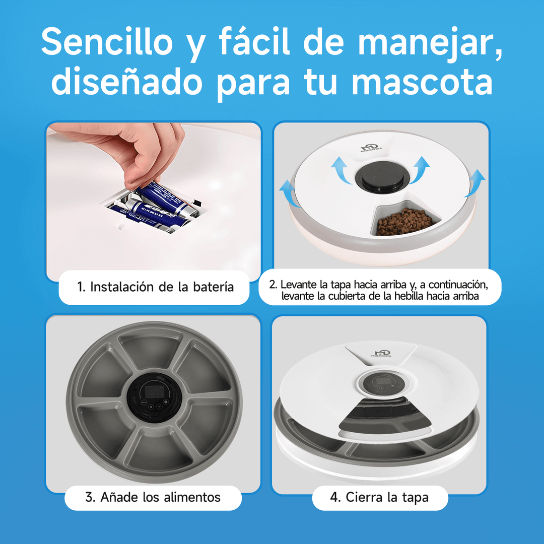 Comedero Automático de 6 Compartimientos para mascotas PF-1