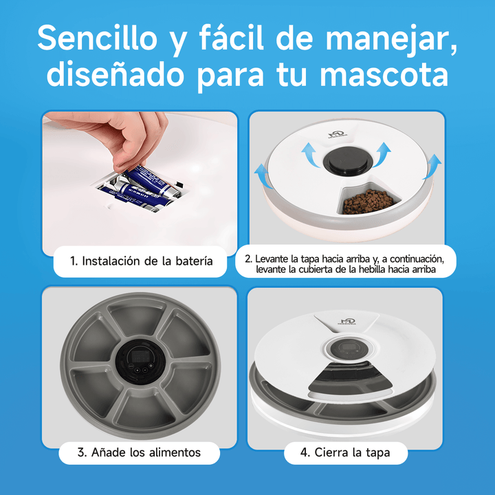 Comedero Automático de 6 Compartimientos para mascotas PF-1